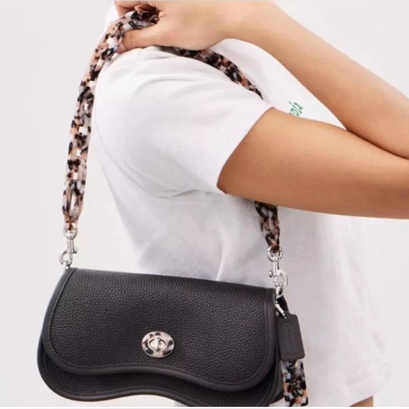 Coach Wavy Dinky Crossbody Shoulder Bag In Coachtopia Leather Black - Picture 13 of 16